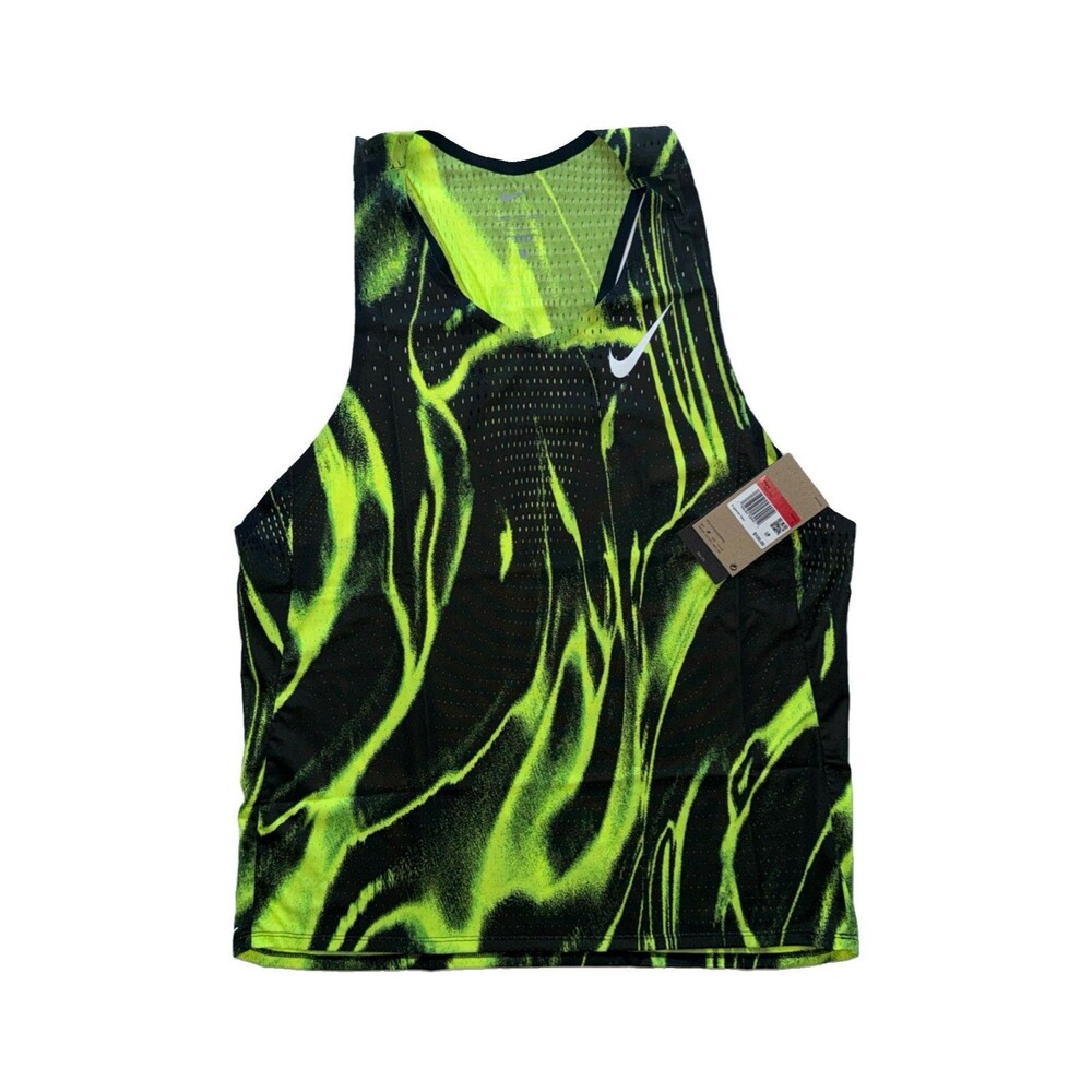 Nike Dri-Fit ADV Running Singlet Tank HV2643-702 Volt Black Mens Size L NWT $100